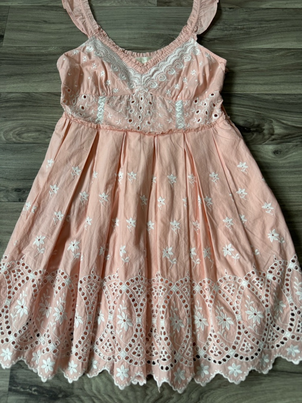 LoveShackFancy Mochi Cotton Eyelet Mini Dress in Pink Size 6 - Picture 3 of 9